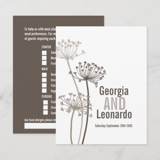 Vuurbruin voor weduwenmaaltijd informatiekaartje (Voorkant / Achterkant)