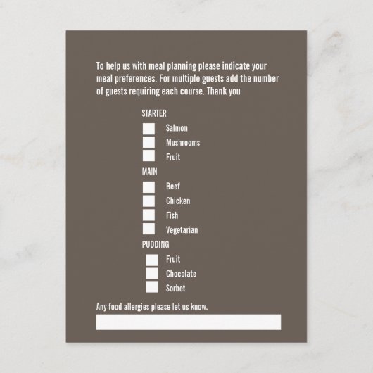 Vuurbruin voor weduwenmaaltijd informatiekaartje (Achterkant)