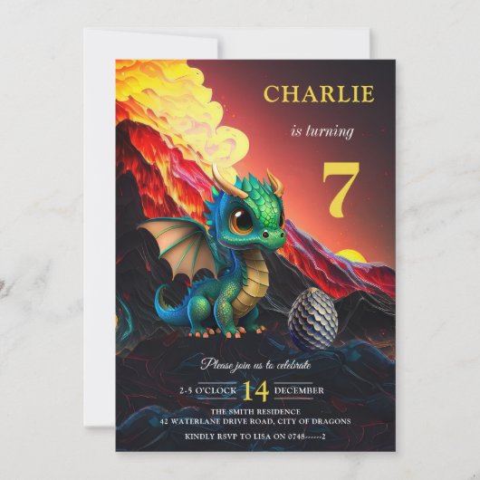 Vuurdaagse uitnodiging van de vulkaan Vuurdraak Ki (Voorkant)