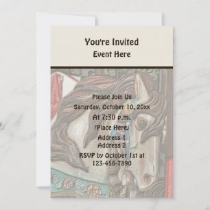 Vuurdraaiend Carrousel Paard Potlood Kunst Feest Kaart