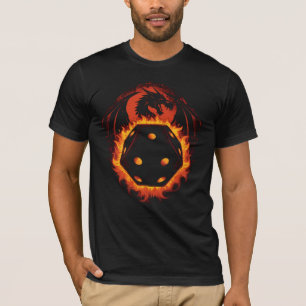 Vuurdraak D20 Dobbelstenen Fantasy Tafelblad Gamin T-shirt