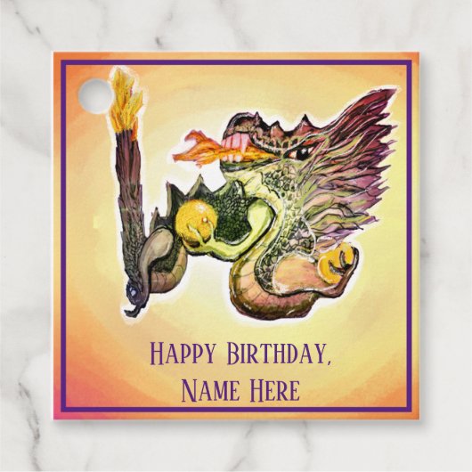 Vuurdraak Energie Verwarmingsplein Bedankjes Labels (Voorkant)