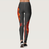Vuurdraak Fantasie Kunstontwerp, Mythisch Wezen Leggings (Achterkant)
