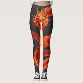 Vuurdraak Fantasie Kunstontwerp, Mythisch Wezen Leggings