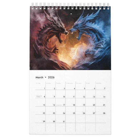 Vuurdraak kalender, draak kalender (Mar 2026)