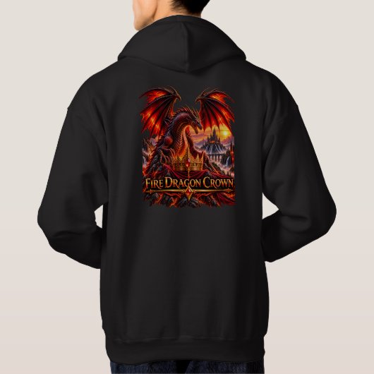 Vuurdraak Kroon Fantasy Draak Pullover Hoodie (Achterkant)