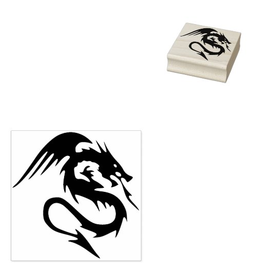 vuurdraak - kunststempel rubberstempel (Gestempeld)