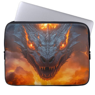 Vuurdraak onder vollemaan fantasie laptop sleeve