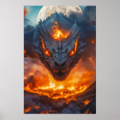 Vuurdraak onder vollemaanfantasie poster (Voorkant)