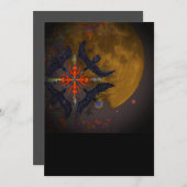 Vuurelement digitaal surrealistisch feestdagenkaart (Voorkant / Achterkant)