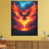 Vuurfeniks Oprijzende Canvas Print (Insitu (Woonkamer))