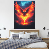 Vuurfeniks Oprijzende Canvas Print (Insitu (Slaapkamer))