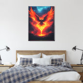 Vuurfeniks Oprijzende Canvas Print (Insitu (Slaapkamer))
