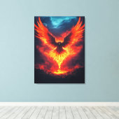 Vuurfeniks Oprijzende Canvas Print (Insitu (Houten vloer))