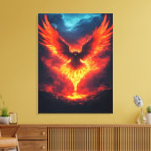 Vuurfeniks Oprijzende Canvas Print (Insitu (Woonkamer))