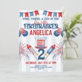 Vuurgedag in juli Uitnodiging vuurwerk (Staand voorkant)