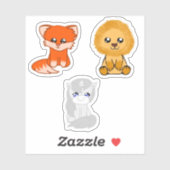 Vuurgevecht Vos, Liam Leeuw, Gewone Kleine Eenhoor Sticker (Vel)