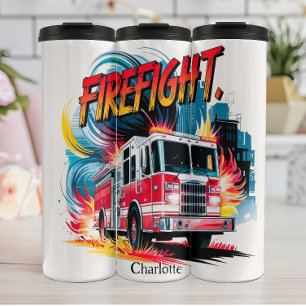 Vuurgevecht! Waterverf Art Thermosbeker