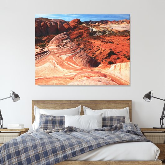 Vuurgolf, Vallei van Vuur Overton Nevada Landschap Canvas Afdruk (Insitu (Slaapkamer))
