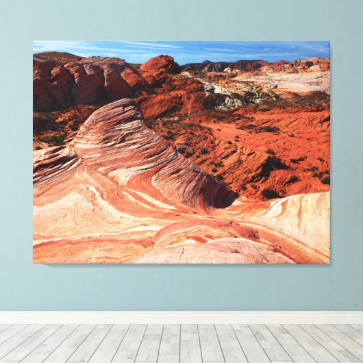 Vuurgolf, Vallei van Vuur Overton Nevada Landschap Canvas Afdruk (Insitu (Houten vloer))