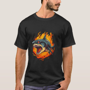 Vuurhaai voor koele dieren en vlammen kostuum t-shirt