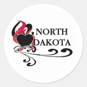 Vuurhart North Dakota Ronde Sticker