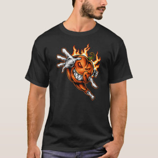 Vuurheld Super Pompoen Hero Halloween Mascotte T-S T-shirt