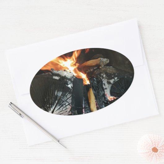 Vuurhout Ovale Sticker (Envelop)