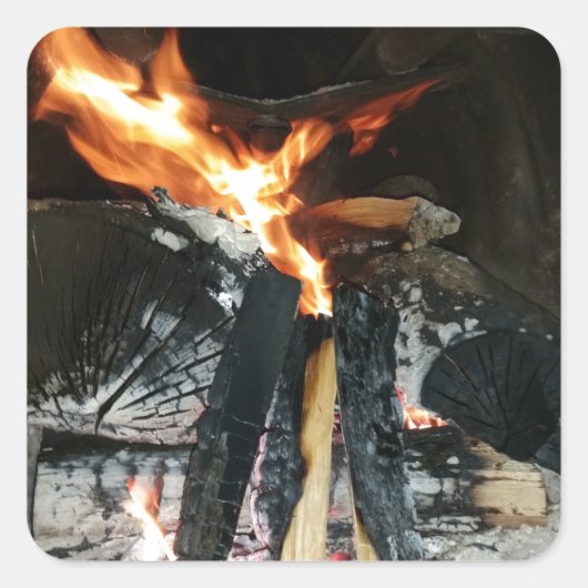 Vuurhout Vierkante Sticker (Voorkant)