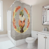 Vuurhuis Rustic Grey Wood Pumpkin Wreater Douchegordijn (In situ)