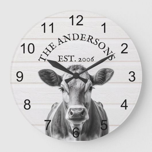 Vuurhuishout voor Koe Gepersonaliseerd Grote Klok (Voorkant)