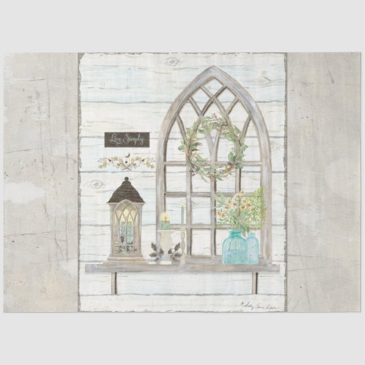 Vuurhuisraam Bloem Bouquet Wood Decoupage Tissuepapier (Voorkant)