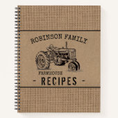 Vuurhuistrekker Burlap Kraft Recipe Notitieboek (Voorkant)