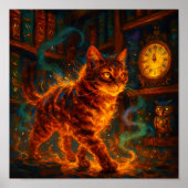 Vuurkat Magische Fantasie Kunst Poster (Voorkant)
