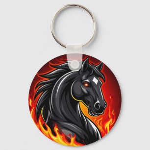 Vuurkleurige zwarte paard-sleutelhanger gloeiende  sleutelhanger