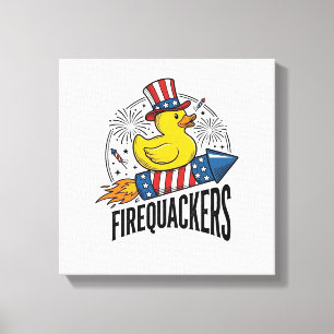 Vuurkwakers Patriottische Eend Vuurwerk Shirt Ontw Canvas Afdruk