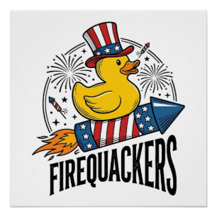 Vuurkwakers Patriottische Eend Vuurwerk Shirt Ontw Perfect Poster