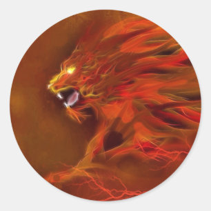 Vuurlende artistieke vlammenillustratie ronde sticker