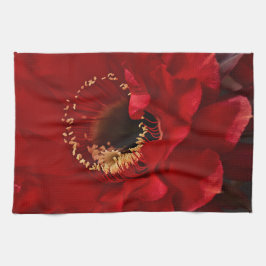 vuurlichte cactuusbloem theedoek