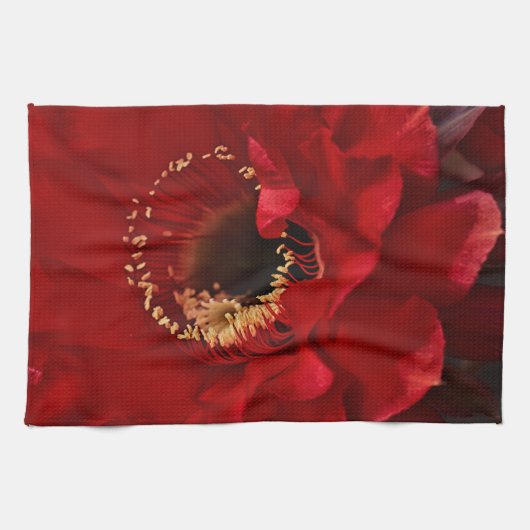 vuurlichte cactuusbloem theedoek (Horizontaal)