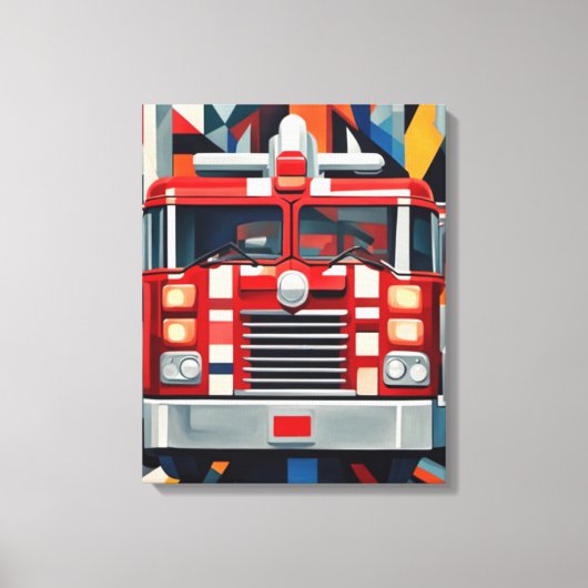 Vuurmachine kubisme canvas Print (Voorkant)