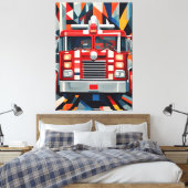 Vuurmachine kubisme canvas Print (Insitu (Slaapkamer))