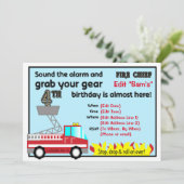 Vuurman 4e verjaardag Uitnodiging brandweerman (Staand voorkant)