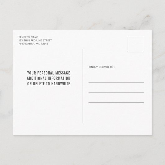 Vuurman Afstuderen brandweerman Thin Red Line Uitnodiging Briefkaart (Achterkant)