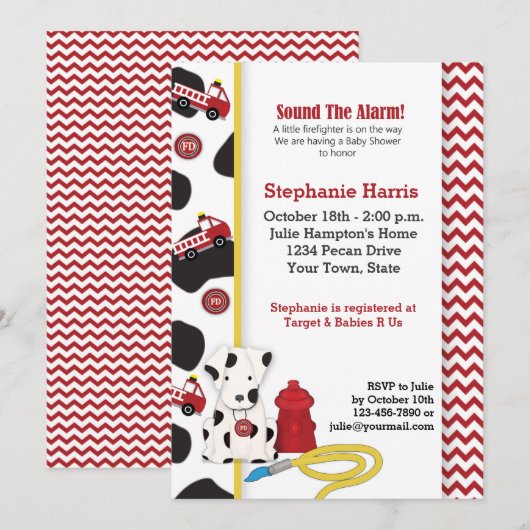 Vuurman Baby shower Uitnodiging (Voorkant / Achterkant)