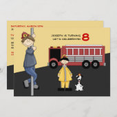 Vuurman Birthday Party Invitation Kaart (Voorkant / Achterkant)