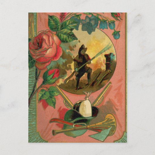 Vuurman brandweerwerk 2 van 1880 vuur briefkaart (Voorkant)