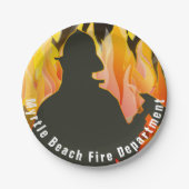 Vuurman en Flames Papieren Bordje (Voorkant)