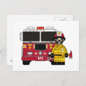 Vuurman met Briefkaart van de Brandstofmotor (Voorkant / Achterkant)