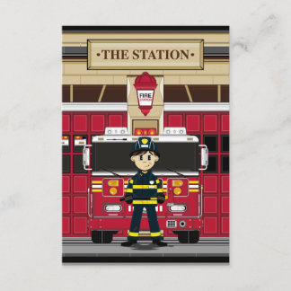 Vuurman met RSVP-kaart met Fire Engine RSVP Kaartje
